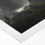 Art deco poster of ancient ruins in muted earth tones on rolled canvas, suitable for dining room or bathroom wall art.