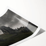 Extra large rolled print featuring line art flowers on ancient ruins, in neutral tones, ideal for large living room wall art.