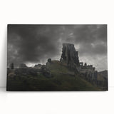 Black and white photograph of ancient ruins on stretched canvas, ideal for kitchen wall art or bedroom ambiance.