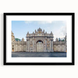 Extra large framed abstract art print of ancient ruins in vibrant colors, textured design, ideal for living room decor.