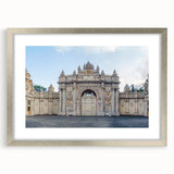 Textured art print of ancient ruins in muted earth tones on a framed canvas, suitable for bedroom decor.