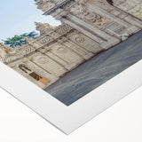 Art deco poster of ancient ruins in muted earth tones on rolled canvas, suitable for dining room or bathroom decor.