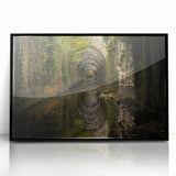 Large abstract wall art featuring mid-century modernist ancient ruins in muted earth tones.