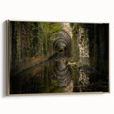 Black and white framed canvas depicting ancient ruins in a vintage poster style, ideal for bedroom wall decor.