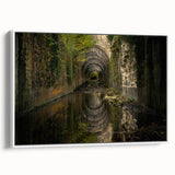 Framed canvas of ancient ruins in muted earth tones, ideal for adding a vintage touch to a study or office.