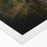 Art deco poster depicting ancient ruins in muted earth tones on a rolled canvas, suitable for dining room decor.