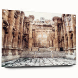 Acrylic print of ancient ruins in muted earth tones, suitable for dining room or bedroom decor.