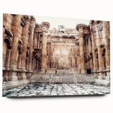 Acrylic print of ancient ruins in muted earth tones, ideal for bedroom or dining room art.
