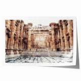 Rolled print of ancient ruins in muted earth tones, ideal for art wall dining room.