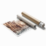 Extra large wall art featuring line art flowers in muted earth tones on a rolled print, suitable for large living room decor.