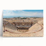 Black and white print of ancient ruins on a stretched canvas, ideal for kitchen wall art or bedroom ambiance.