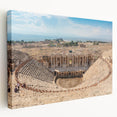 Ancient ruins depicted in muted earth tones on a large stretched canvas, suitable for kitchen wall art.