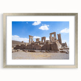 Textured art of abstract ancient ruins in muted earth tones, printed on a framed canvas, suitable for bedroom decor.
