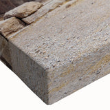 Black and white landscape art painting of ancient ruins on stretched canvas, ideal for bedroom decor.