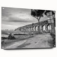 Large abstract wall art featuring architectural arches in muted gray tones on acrylic glass.