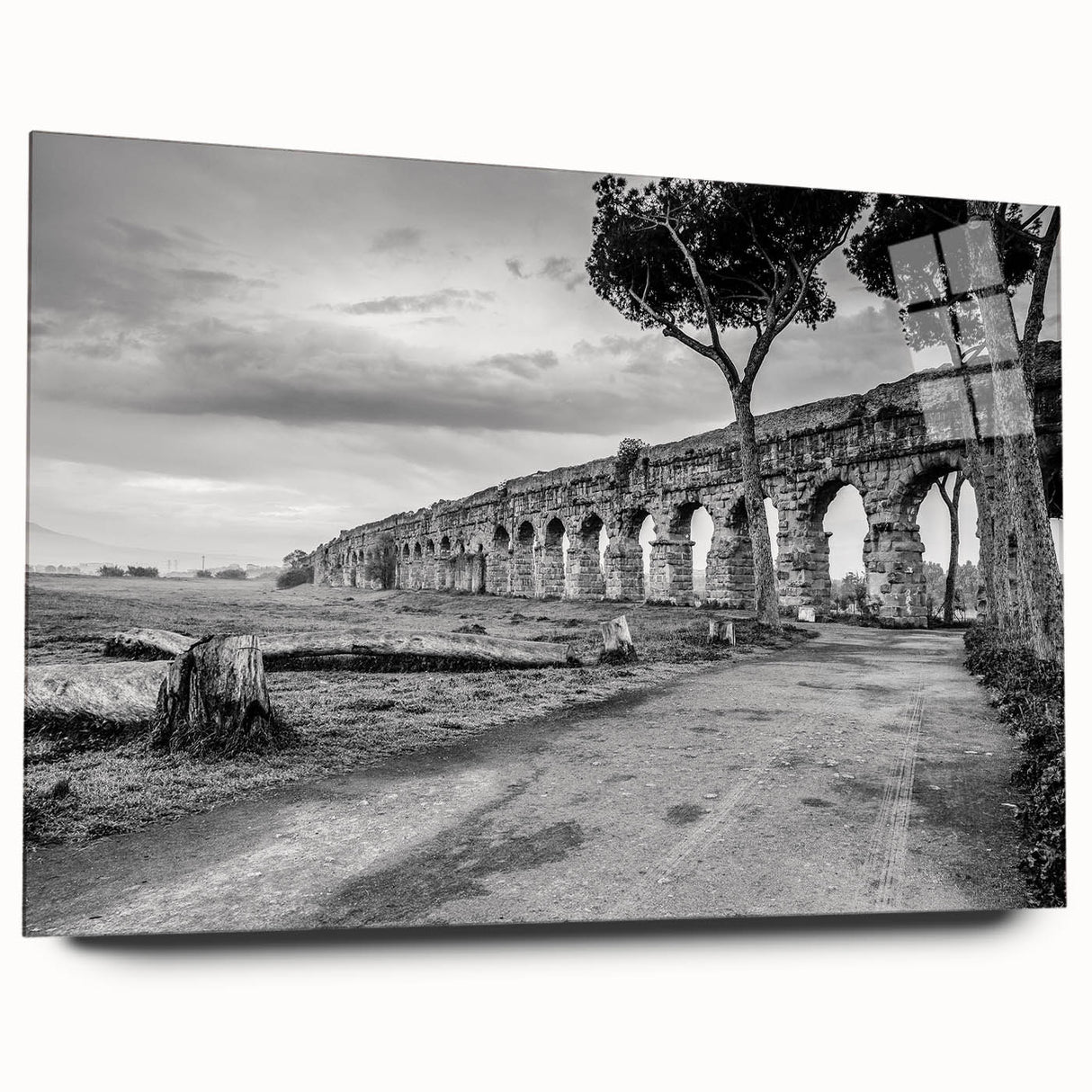 Large abstract wall art featuring arches in muted earth tones on acrylic glass, suitable for bedroom or dining room decor.