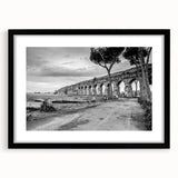 Extra large abstract art print featuring colorful, textured arches on a black framed canvas, ideal for living room decor.