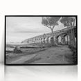 Large abstract wall art featuring geometric arches in muted gray, framed in black acrylic, suitable for a modern living room.