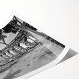 Extra large rolled print featuring line art flowers in black on white, ideal for large living room wall art.