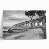 Black and white photo of architectural arches on large stretched canvas, ideal for kitchen wall art.