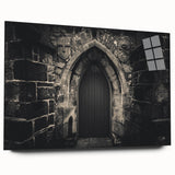 Large abstract wall art featuring arches in muted gray on acrylic glass, ideal for bedroom or dining room decor.