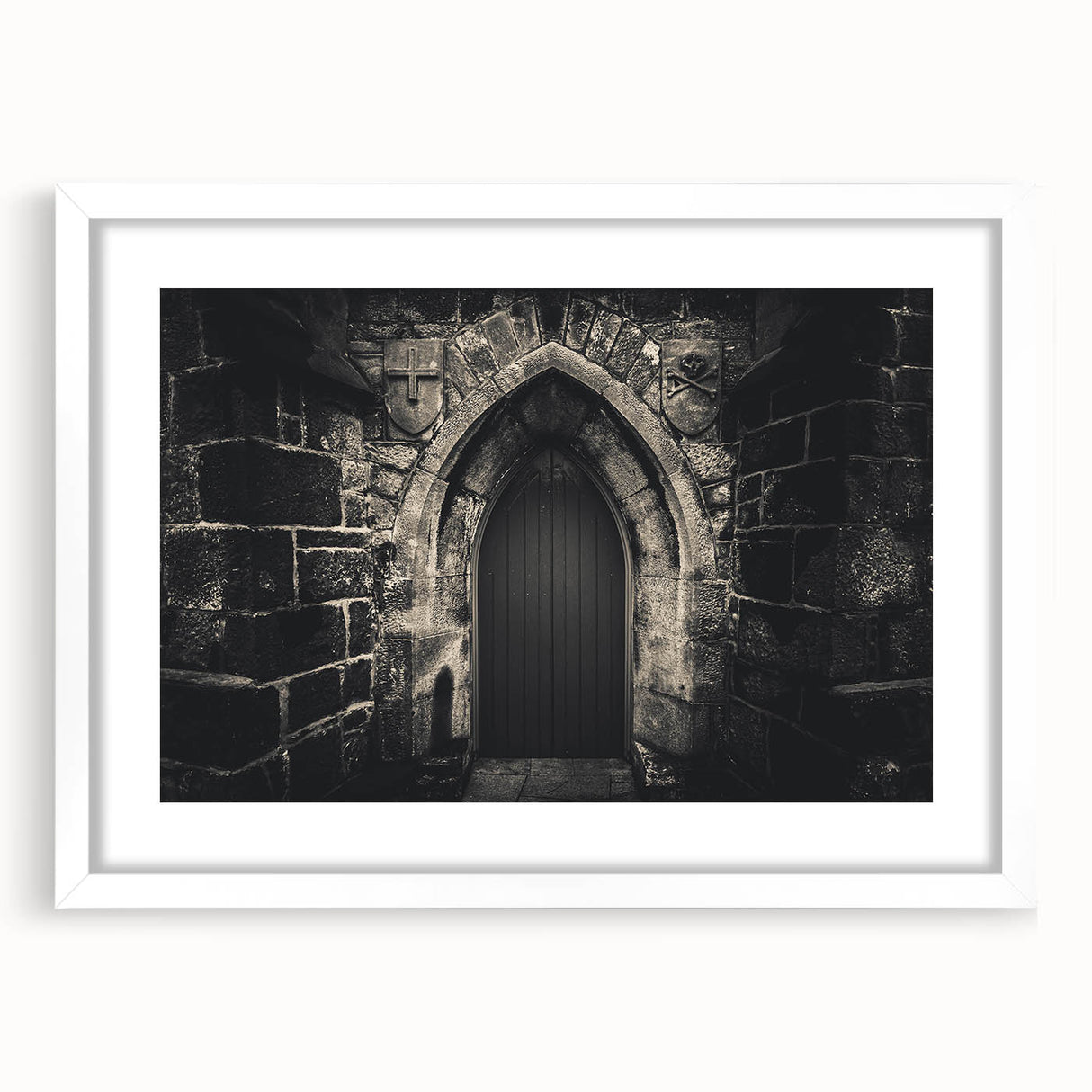 Extra large abstract art print featuring textured arches in muted earth tones on a framed canvas.