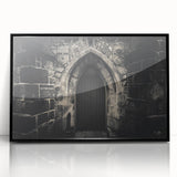 Large abstract wall art featuring black and white arches in a mid-century modernist style on a framed acrylic.