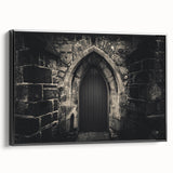 Black and white framed canvas featuring a vintage poster art of architectural arches, suitable for bedroom wall decor.