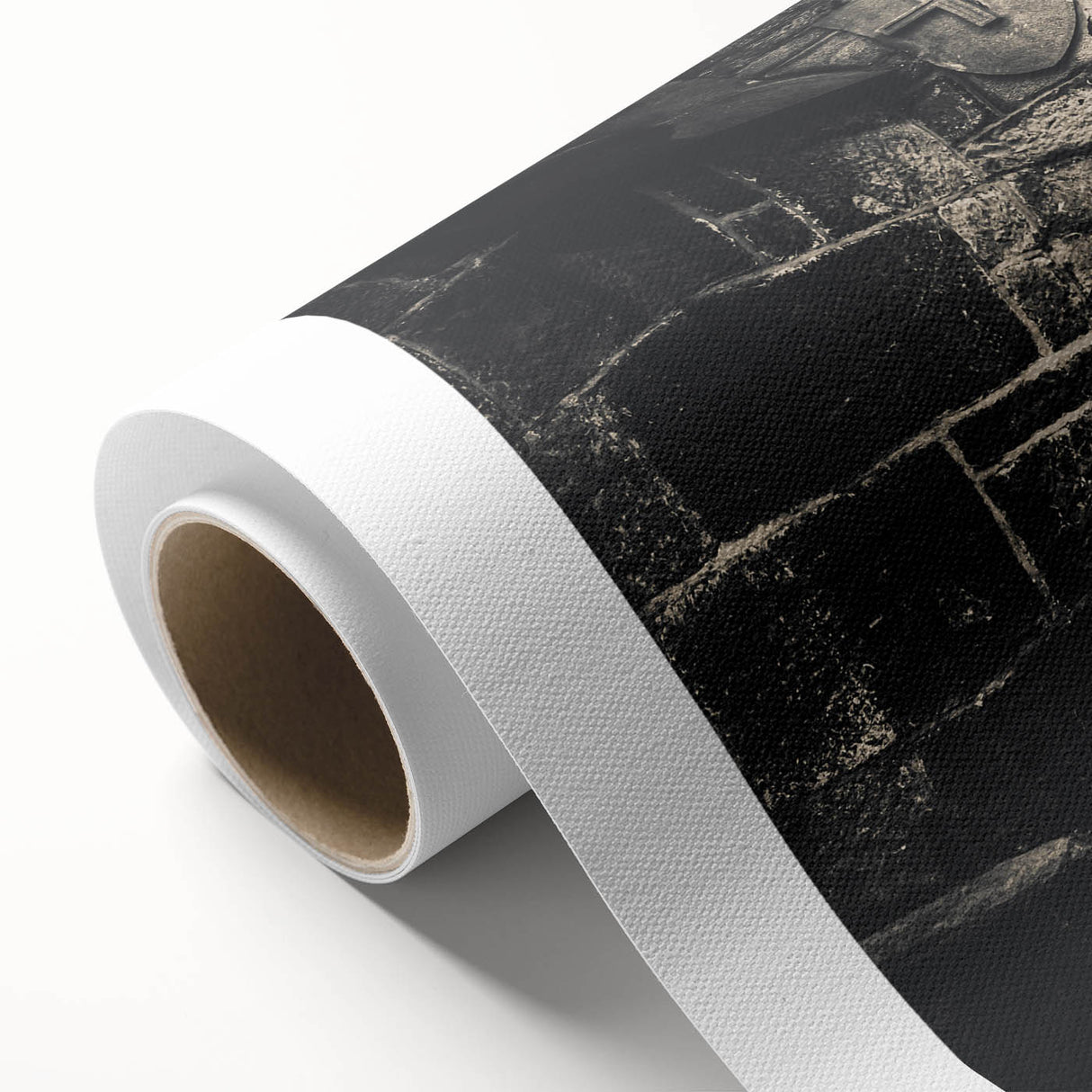 Art deco poster of symmetrical arches in monochrome, printed on rolled canvas.