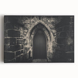 Black and white photo of arched architectural designs on a large stretched canvas, ideal for kitchen wall art.