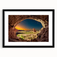 Extra large abstract art print featuring colorful, textured arch designs on a black framed canvas.