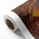 Art Deco style poster featuring symmetrical arch designs in muted beige and cream tones on rolled canvas.