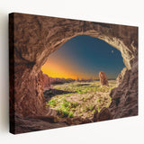 Arched architectural design in monochrome on stretched canvas, suitable for kitchen wall art.