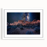 Extra large abstract art print featuring a series of textured arches in muted earth tones, framed in white.