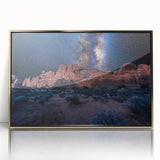 Mid-century modernist art featuring symmetrical golden arches on an acrylic print, suited for nursery wall art.