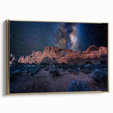 Framed canvas depicting a vintage landscape with arches in black and gold tones, suitable for bedroom decor.