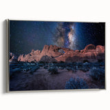 Framed canvas featuring a vintage poster of colorful landscape art with black and vibrant hues, ideal for living room decor.