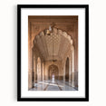 Extra large abstract art print featuring colorful, textured arches on a framed black mat, ideal for living room decor.