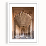 Extra large abstract art print featuring textured arch designs in muted earth tones, framed in white.