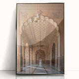 Art deco poster featuring geometric arches in silver and gray tones on acrylic, ideal for modern nursery wall art.