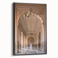 Black and white vintage poster art of architectural arches on framed canvas, ideal for bedroom wall decor.