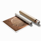 Extra large rolled print featuring symmetrical arches in muted beige tones, suitable for classy bathroom wall art.