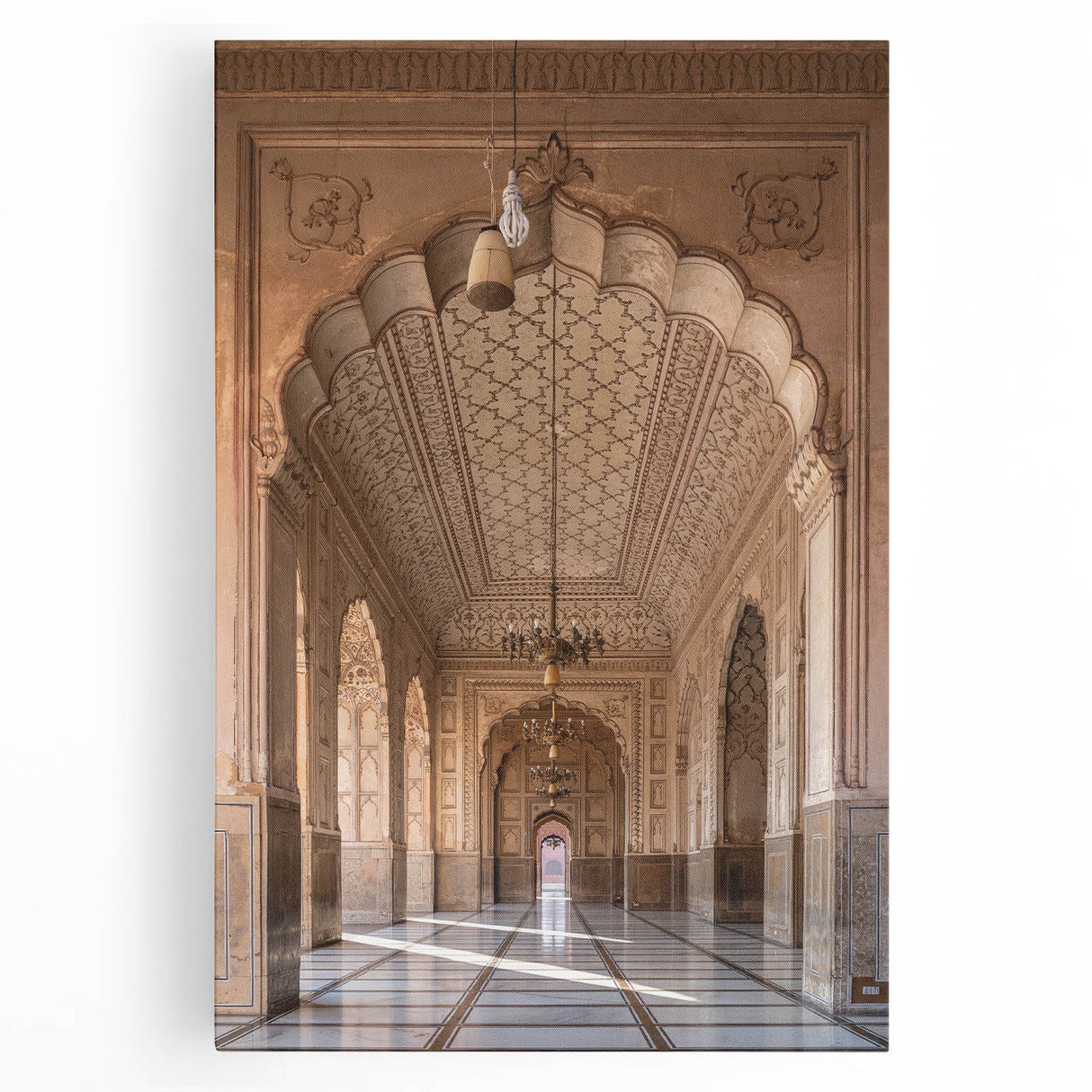 Black and white photograph of architectural arches on stretched canvas, ideal for kitchen wall art or bedroom ambiance.