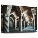 Large abstract wall art on acrylic glass featuring geometric arches in monochrome shades.