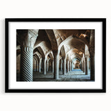 Extra large abstract art print featuring colorful, textured arches on a black framed canvas, ideal for living room decor.