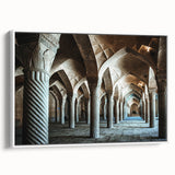 Vintage poster art of colorful arches in black frames, ideal for extra large living room wall decor.