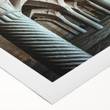 Art deco poster featuring bold geometric arches in monochrome tones on rolled canvas, suitable for dining room walls.