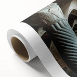 Art deco poster featuring symmetrical arches in muted beige tones on rolled canvas.