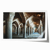 Rolled print of arches in classical architecture, in muted earth tones, ideal for art wall dining room.