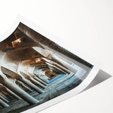 Extra large rolled print featuring line art flowers in monochrome, ideal for large living room wall art.